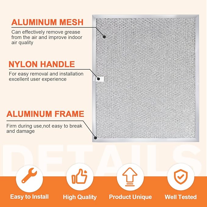 【ALUMINUM UPGRADED】BPS1FA30 Range Hood Filter 11-3/4" x 14-1/4" x 3/8" (2 Pack) by Beaquicy - Replacement for Bro-an, Nutone Mesh Aluminum Grease Range Hood -Replaces 99010299 S99010299 S99010305