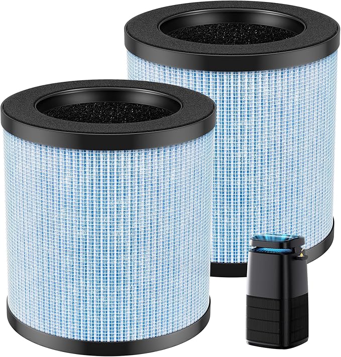 Official MJ002H Replacement Filter Compatible with POMORON MJ002H Air Puri-Fier, H13 True Hepa Filter, Activated Carbon, Multi-Layer Filter, Compare Part MJ002H-RF, 2 Pack