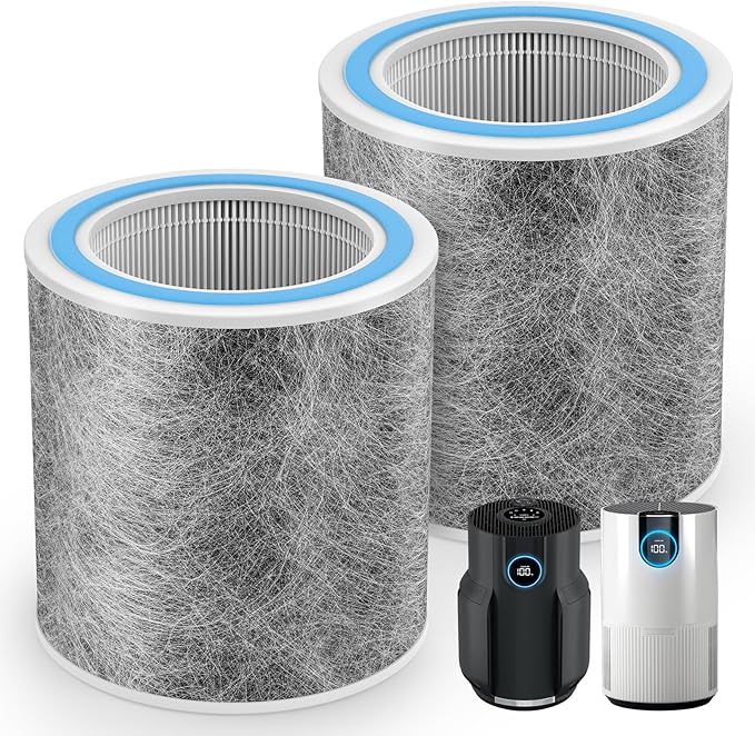 HP102 Replacement Filter Compatible with Shark HP102 HP102PET, HC452,HP132, HP152, HC450, HC451, HC455 Air Prurifier, for 99.97% of Particles, Part #HE1FKPET, HE1FKBAS, 2 Pack