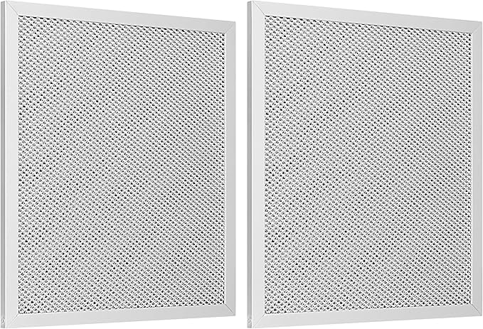 SunnyPoint Range Hood Replacement Filter - 8.75" x 10.5" x 0.37", Universal Aluminum Mesh and Charcoal Carbon Combo Filter, Compatible with Broan Nutone 6105C, 41F, 97005687, and 97007696 (Set of 2)
