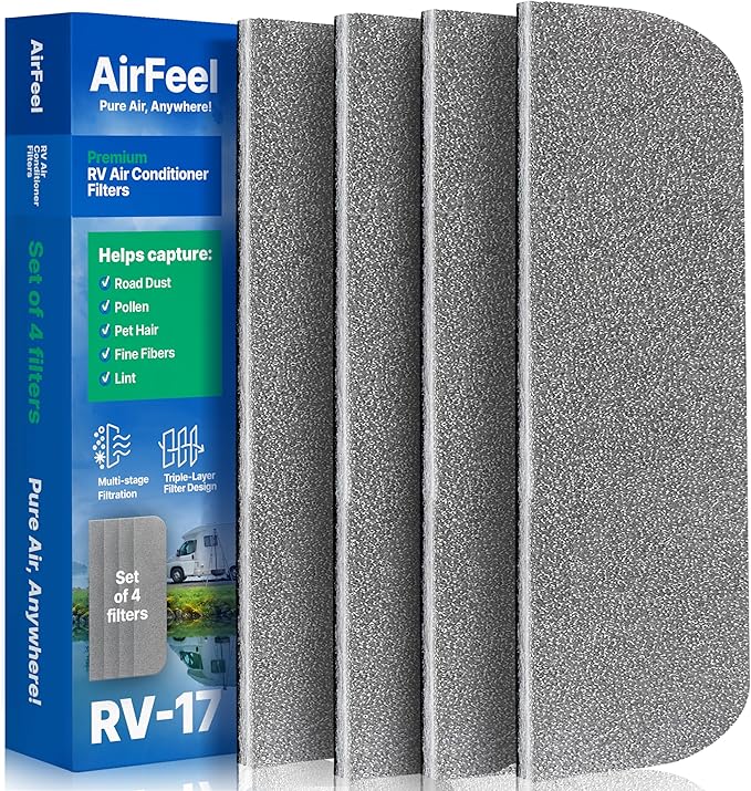 Premium RV AC Filter Replacement - 4"x16" inch - Triple-Stage Filters for Coleman Mach RV Air Conditioner - Compatible with Ceiling Units 9430, 9630 - for Camper, Motorhome, Travel Trailer -4 Filters