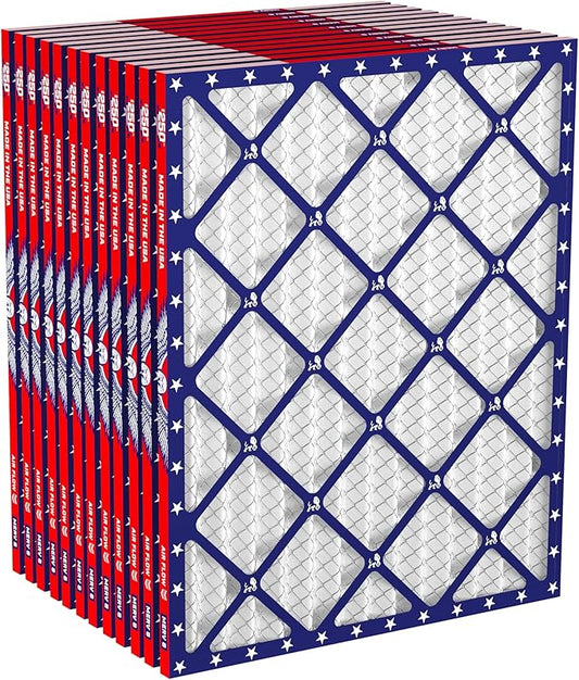 Freedom Filters 16x25x1 Air Filter (MERV 8) (12-Pack) Dust & Allergy Control AC Furnace Filters, MADE IN USA, HVAC, Pleated, Electrostatic (Actual Size: 15.5 x 24.5 x .75)