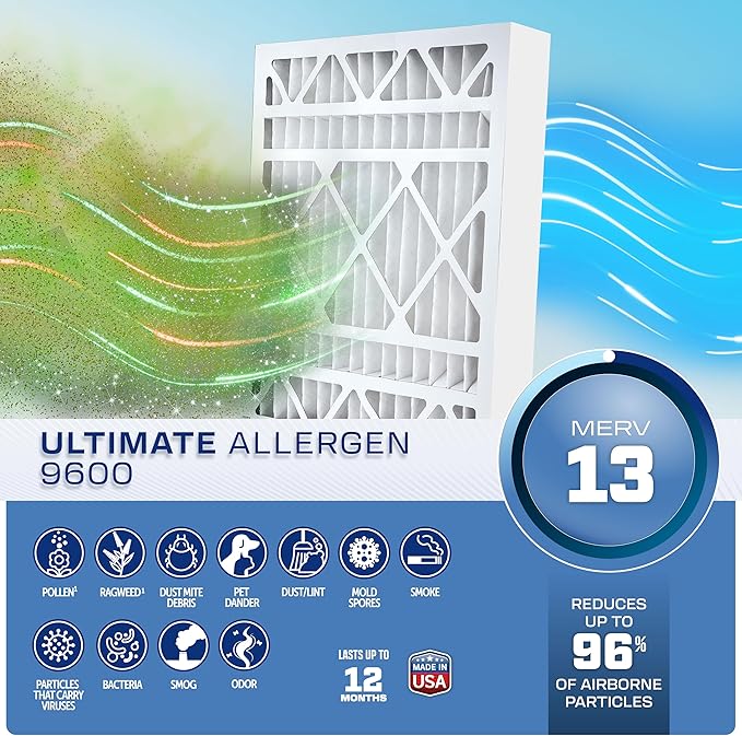 BestAir HW2025-13R AC Furnace Air Filter, 20" x 25" x 4", MERV 13, Removes Allergens & Contaminants, Fits 100%, For Honeywell Models, Pack of 3