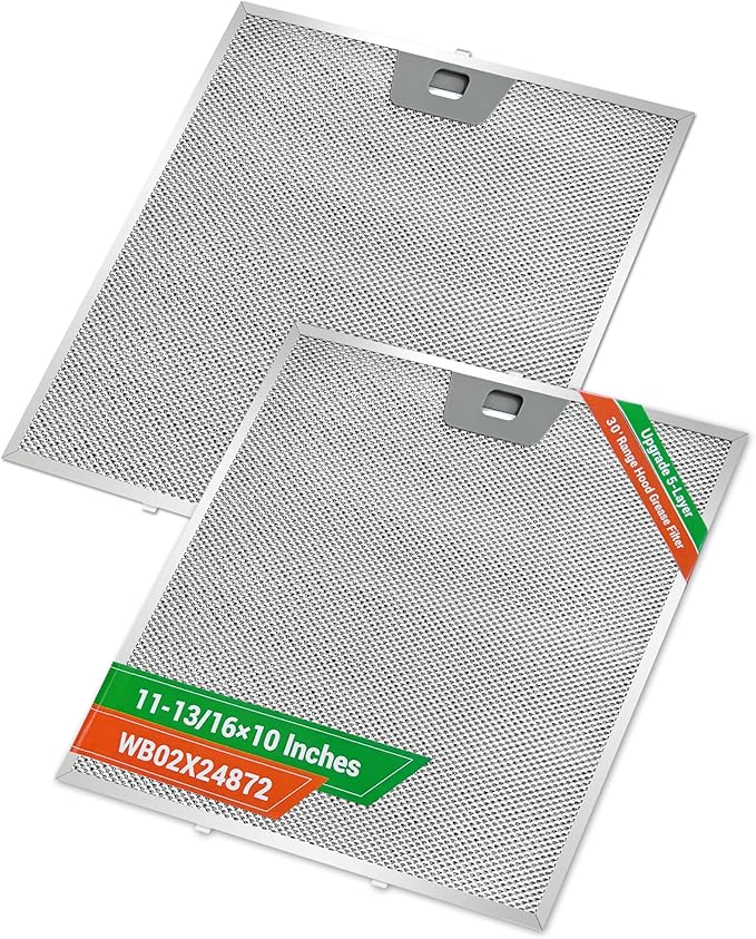 2PCS WB02X24872 Range Hood Grease Filter Compatible with GE JVW5301EJ1ES JVW5301SJ1SS JVW5301BJ1TS JVW5301FJ1DS JVW5301EJ2ES, Approximately 11-7/8 x 11-7/8 Inches