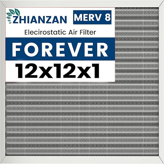 12x12x1 HVAC Furnace Air Filter, Lasts a Lifetime, Washable, the Last HVAC Filter You Will Ever Buy, Healthier Home or Office, Merv 8(Actual Size:11.69x11.69x0.82 Inch)