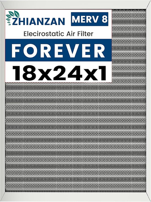 18x24x1 HVAC Furnace Air Filter, Lasts a Lifetime, Washable, the Last HVAC Filter You Will Ever Buy, Healthier Home or Office, Merv 8(Actual Size:Actual Size:17.5x23.5x0.82 Inch)