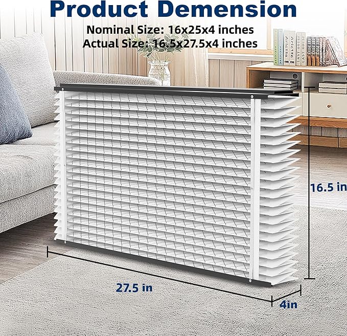 3Pack 410 Replacement Filter Compatible with Whole House Air Purifier, Models 1410, 1610, 2410, 2416, MERV 13 Furnace Filter, 16x25x4 Air Filter(Actual Size:16.5x27.5x4in)