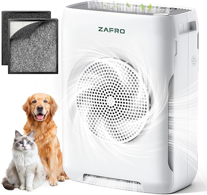 ZAFRO Air Purifiers for Home Large Room Up to 3000 Ft²,H13 HEPA Air Cleaner with Dual Washable Pre-Filter&Air Intake,PM2.5 Air Quality Monitor,Fragrance,Auto/Pet/Sleep Modes for Dust Pollen Smoke Odor