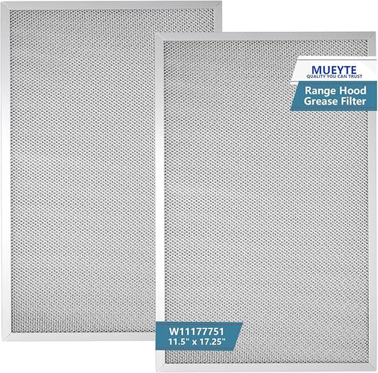 W11177751 Range Hood Filter 11-1/2" X 17-1/4" Replacement For Whirlpool Range Hood W10419114 W10834041 W11176974 4547137 AP6285612 PS12348521 EAP12348521 Aluminum Mesh Filters 2 Pack