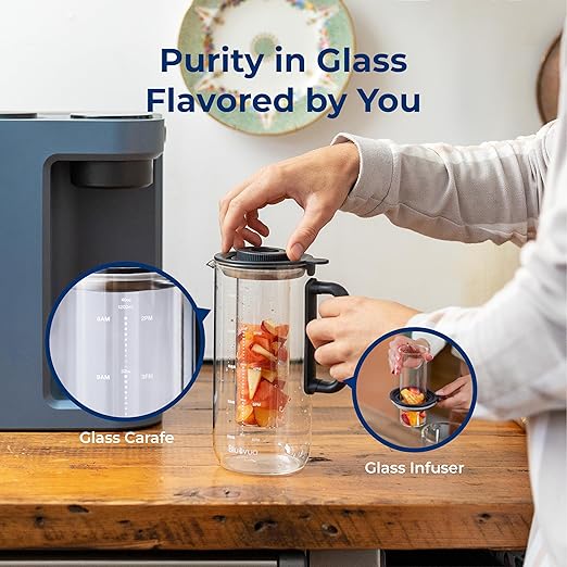 Bluevua RO100ROPOT-Lite Countertop Reverse Osmosis Water Filter System, 3:1 Pure to Drain Ratio, Portable RO Filtration with Remineralization, No Installation, WQA Certified, 6-Stage Blue