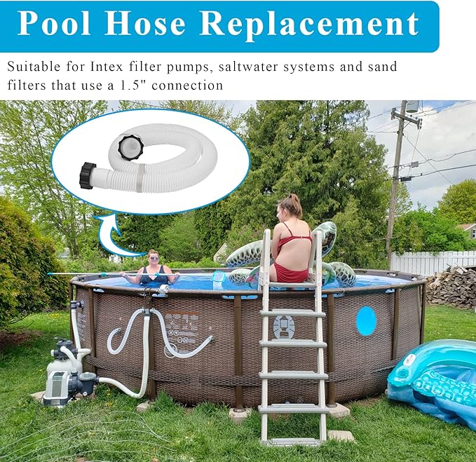 1.5" Pool Pump Hose for Intex Sand Filter Pump & Saltwater System, 59" Long Pool Sand Filter Hose 29060E Replacement for Coleman Above Ground Pool Filter - 2 PCS