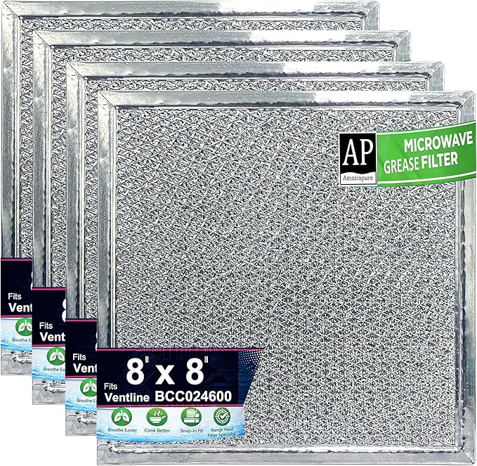2X 8x8 inches Premium Ultra-Flow Heavy-Duty Range Hood Filter Replacement Compatible with Ventline BCC024600 Exhaust Fan Aluminum Mesh Grease Filter for Stove Vent Filter Kitchen Oven (2)