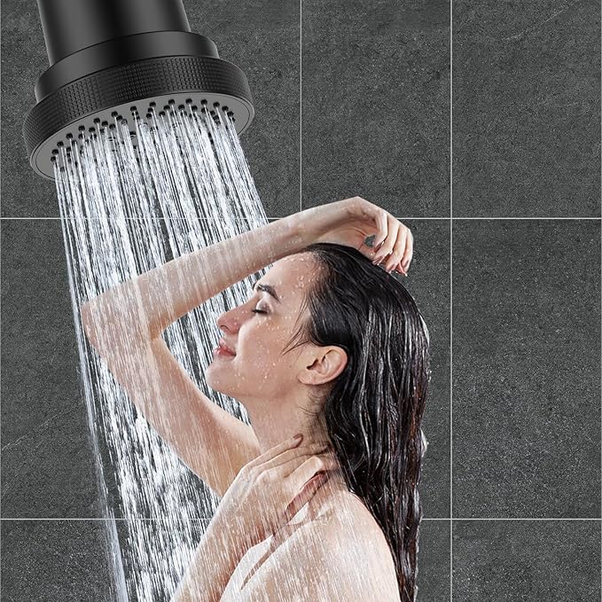 NSF Certified Filtered Shower Head with KDF-55, High Pressure 3 Spray Modes Showerhead Water Softener for Hard Water, Remove Chlorine & Impurities for Softer Skin and Hair, Matte Black