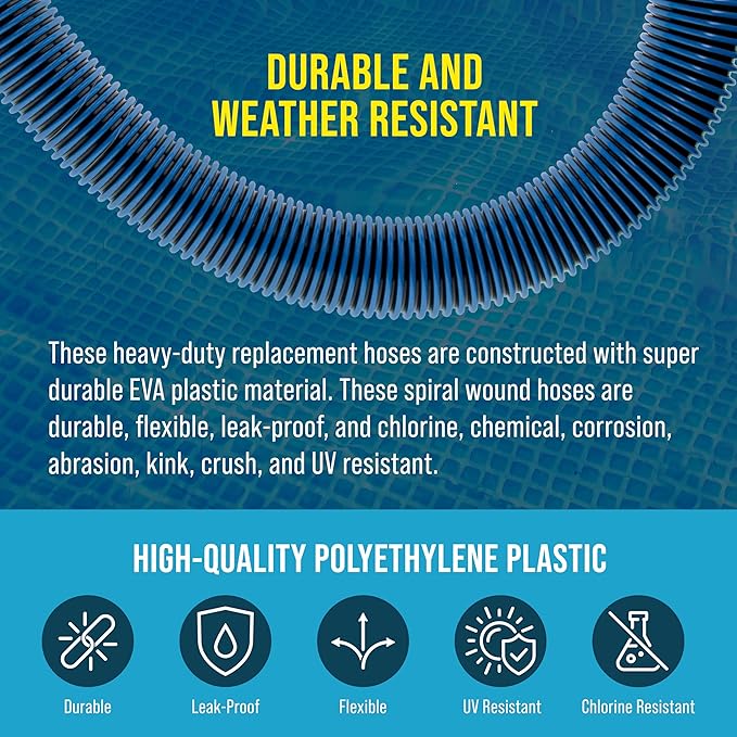 U.S. Pool Supply 1.5" Heavy-Duty Above Ground Pool Hose Replacement Kit - 2 Durable 6 Foot Hoses, 2 Connection Adapters, 4 Clamps - Compatible with Intex Pool Filter Pumps