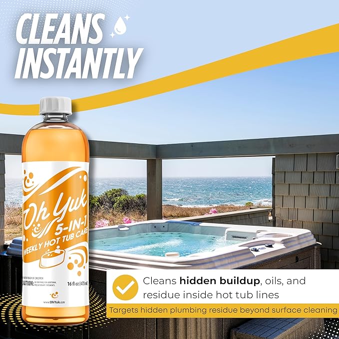 Oh Yuk 5 in 1 Weekly Hot Tub Chemicals - Hot Tub Clarifier, Cleaner & Water Conditioner - Helps Reduce Cloudiness, Support Water Balance & Combat Buildup - 2 Pack
