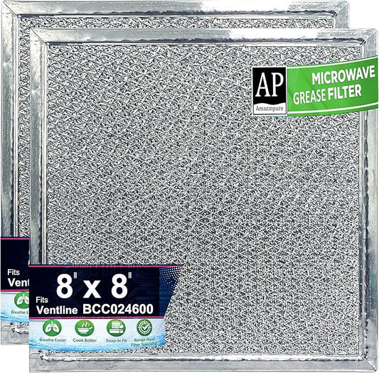 2X 8x8 inches Premium Ultra-Flow Heavy-Duty Range Hood Filter Replacement Compatible with Ventline BCC024600 Exhaust Fan Aluminum Mesh Grease Filter for Stove Vent Filter Kitchen Oven (2)