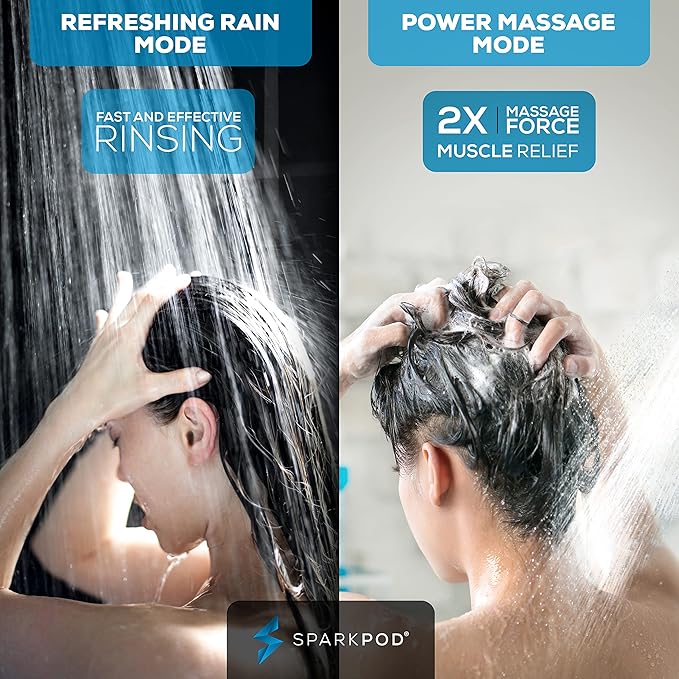 SparkPod 6 Spray Setting High Pressure Hand Held Shower Head - 6" Wide Angle Handheld Shower Head Set with Brass Swivel Ball Bracket and 70 Inch Long Hose - Luxury Design (Midnight Black Matte)