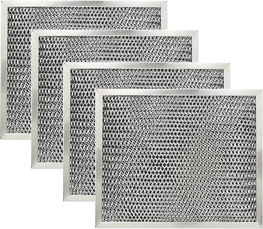 KITCHEN BASICS 101: 4 Pack 97007696 Range Hood Grease Mesh Charcoal Carbon Combo Filter Replacement for Broan Nutone 6105C, 41F, 97005687 - Size 8.75 x 10.5 x .44 Inches